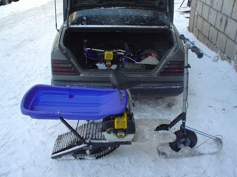 Видео: МОТОСНЕГОКАТ "Салкер-Айс"  2009 (  разборка для погрузки в багажник авто) / Minisnowbike