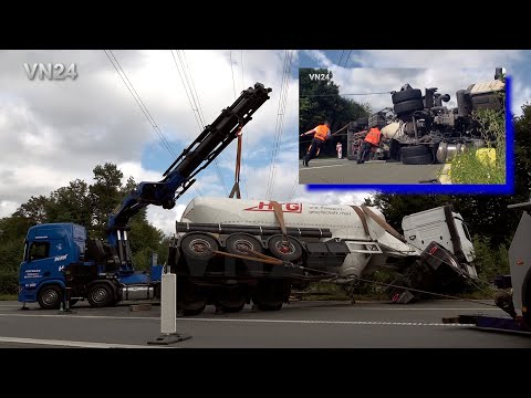 Видео: VN24 — Подъем грузовика под линией электропередачи напряжением 110 000 вольт — задействован специаль