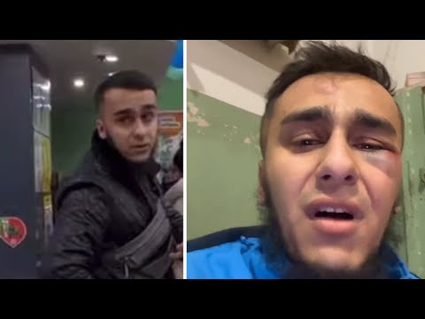 Видео: За оскорбление дам бородача избили и заставили 2 раза извиниться. Real video