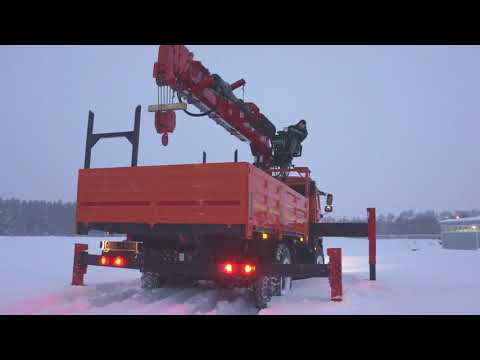 Видео: Бурильно-крановая установка TAURUS 086A на базе вездеходного шасси КамАЗ 43502