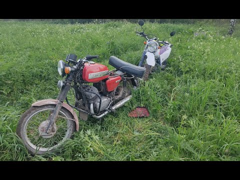 Видео: Ямаха тула и ява искали дорогу через просеку, а нашли бездорожье