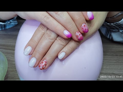 Видео: Маникюр на клиенте. Термо гель лак, эффект исчезающего рисунка, стемпинг.