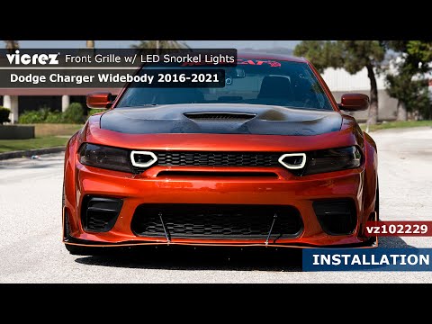 Видео: Решётка радиатора Vicrez со светодиодными фарами-трубками vz102229 | Dodge Charger Widebody 2020-...