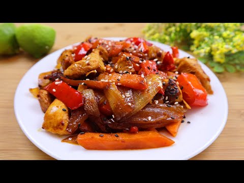 Видео: Индейка с овощами по-азиатски . Быстро и очень вкусно / Turkey with vegetables. Asian style. Eng sub