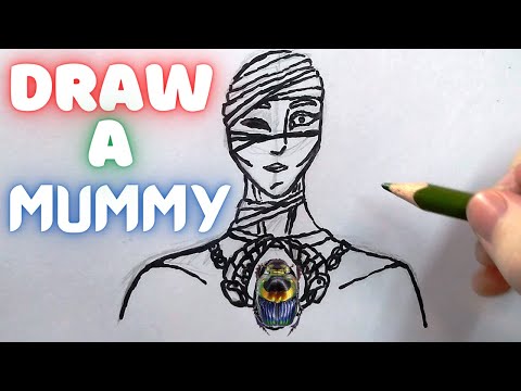 Видео: Рисую мумию с жуком скарабеем цветными карандашами