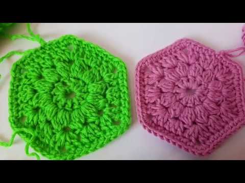 Видео: Простой шестиугольный мотив крючком / Crochet hexagon.