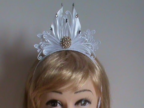 Видео: DIY/МК/Диадема в стиле канзаши  для снежной королевы