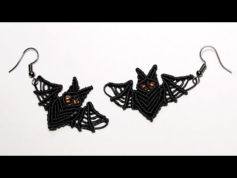 Видео: СЕРЬГИ МАКРАМЕ летучие мышки. MACRAME bat EARRINGS.