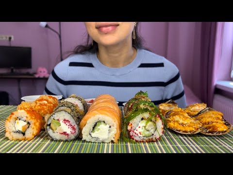 Видео: Мукбанг/ Роллы/ Суши/ Мидии/ АСМР/ Итинг