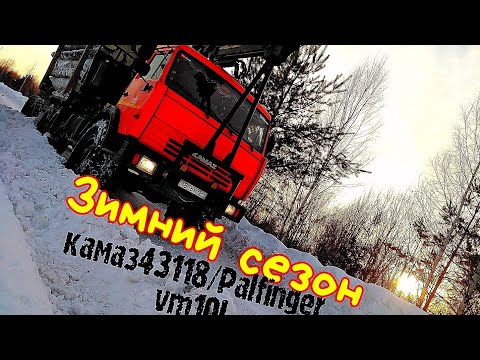 Видео: Работа лесовоза !Зимний сезон КАМАЗ 43118 Лесовоз с ГМУ Palfinger vm10L велмаш