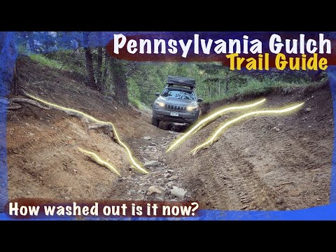 Видео: Cherokee Trailhawk на внедорожной трассе Pennsylvania Gulch (тропы Боулдер, Колорадо)