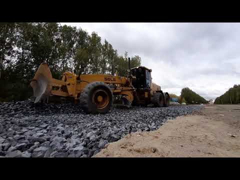 Видео: Перегон Автогрейдера! Планирование щебня!