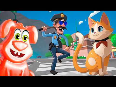 Видео: Котик веселится в городе вместе с желейным псом Стасиком. Игра - Cat in town VR.