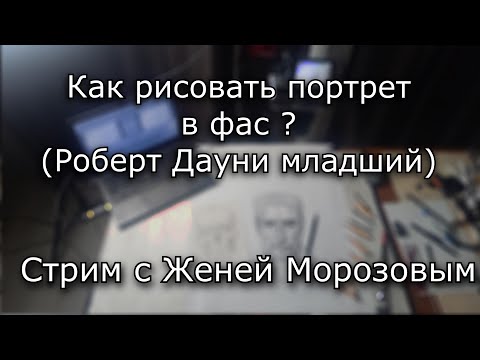 Видео: Как рисовать портрет в фас? (На примере Роберта Дауни младшего)