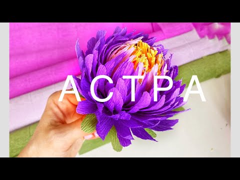 Видео: DIY/Aster made of crepe paper/Астра из гофрированной бумаги