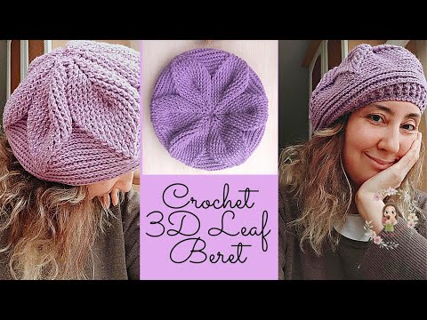 Видео: Уроки вязания крючком берета / шапки с 3D-листиком