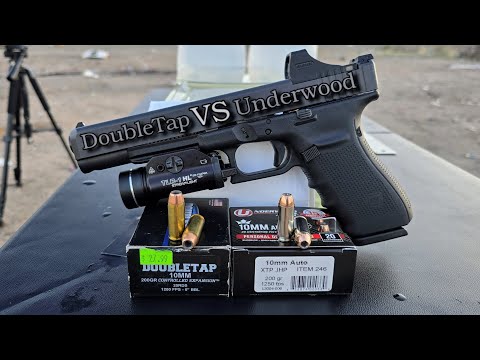 Видео: Тест патронов 10 мм (200 гран) DoubleTap против Underwood