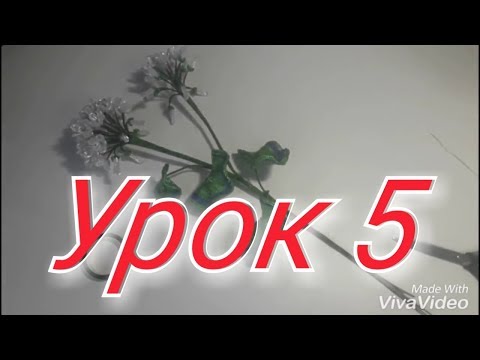 Видео: Герань из бисера.Урок 5. Мастер-Класс.