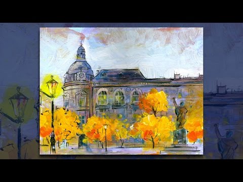 Видео: Спонтанная живопись. Акрил. Пражская осень