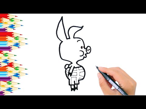 Видео: Как нарисовать ПЯТАЧКА из мультфильма Винни-Пух / Рисунок раскраска для детей /  Раскрась Ка