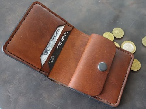 Видео: Работа с кожей.  Портмоне с отделом для мелочи .Making leather wallet