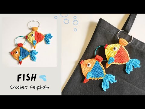 Видео: брелок в виде рыбки | милый брелок крючком (подзаголовок)