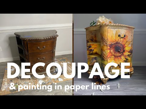 Видео: Как сделать декупаж мебели с помощью бумаги (урок по рисовой бумаге)