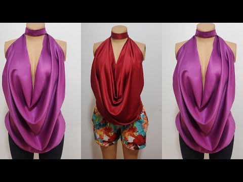 Видео: Сделай сам: как сшить этот модный топ с воротником-хомут | Глубокий вырез | Открытая спина с ремн...