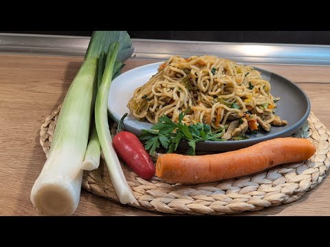 Видео: Как приготовить спагетти по китайски с мясом и  овощами!🍝🌶️