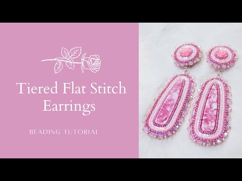 Видео: Многоярусные серьги с плоским стежком и кавычками | Мастер-класс по бисероплетению
