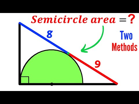 Видео: Можете ли вы найти площадь полукруга? | (Прямоугольный треугольник) | #математика #математика | #...