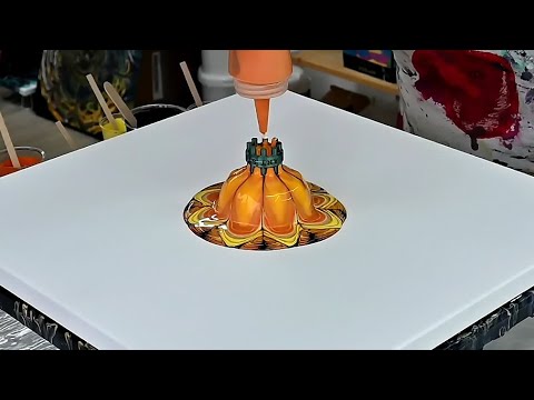 Видео: (856) АРТ-ТЕРАПИЯ с жидкой акриловой краской ~ Перевернутый ДЫРЯЩИЙ стаканчик ~ Удовлетворяющее ж...