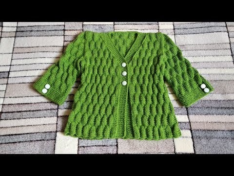 Видео: Жакет с имитацией втачного рукава  на девочку 6-7 лет. МК.Вязание спицами.