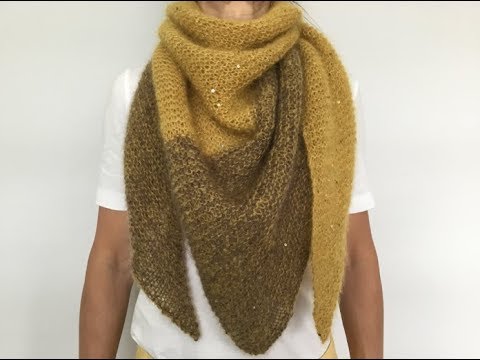 Видео: Двухцветный шейный платок Бактус. Работа над ошибками.Two-tone simple shawl.