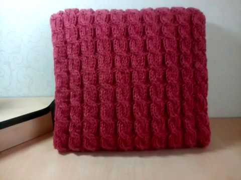 Видео: Вязаный чехол для диванной подушки! Идея для пледа)))