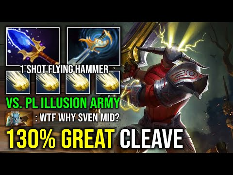 Видео: КАК ПРОЙТИ СОЛО НА МИДЕ SVEN 130% Great Cleave Удалил PL Illusion с Aghanim Flying Hammer Dota 2