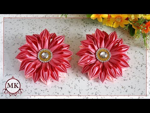 Видео: Цветы из узкой ленты шириной 1,2 см. МК. Канзаши. / DIY. Kanzashi. Ribbon flowers.