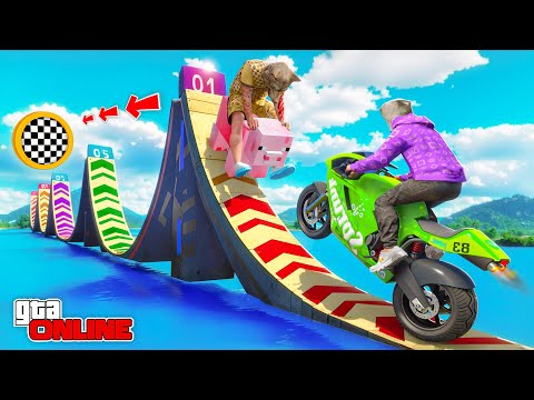 Видео: 2 СКИЛЛ-ТЕСТА НА БАЙКЕ ПО ТРАМПЛИНАМ В GTA 5 | ДОЛЕТИ И ПОПАДИ! МОТО-ПАРКУР В ГТА 5 ОНЛАЙН