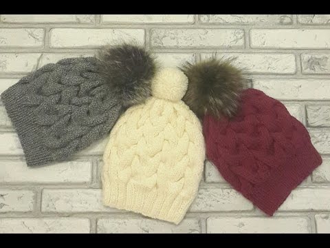 Видео: Модная, красивая шапка с косами спицами.Без шва.Вязание спицами. Hat. Вязать легко!