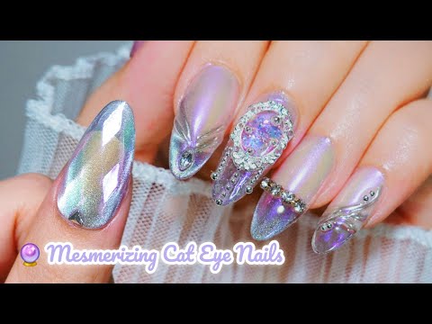Видео: DIY Блестящие Каменные Cat Eye Ногти 💎 Cat Eye Нейл-арт на лето✨