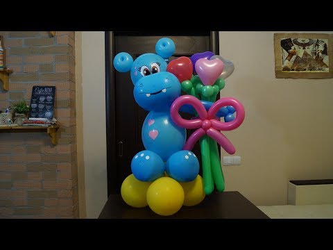Видео: Бегемотик из воздушных шаров. Hippopotamus from balloons