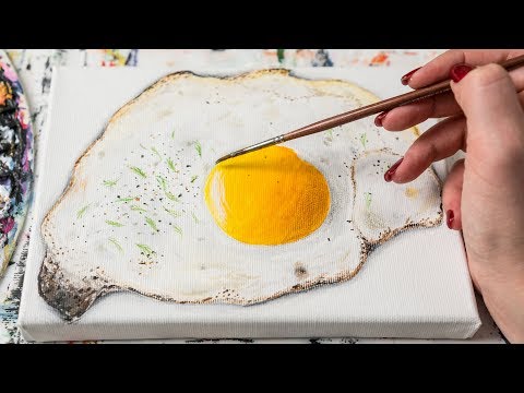 Видео: Яичница Глазунья - Рисование акрилом / Homemade Illustration (4k)
