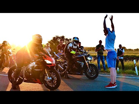 Видео: МОТО БИТВА: Aprilia RSV4 vs TRIUMPH TRIPLE 1200RR vs Suzuki GSX-R vs Kawasaki Z1000