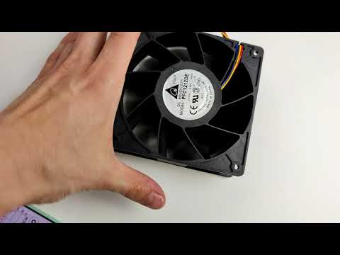 Видео: DELTA PFC1212DE вентилятор для ASIC Antminer 120 мм