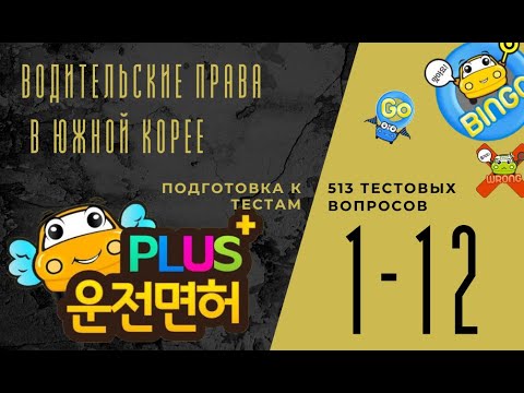 Видео: Подготовка к тестам на водительские права в Южной Корее. Текстовые вопросы 1-12