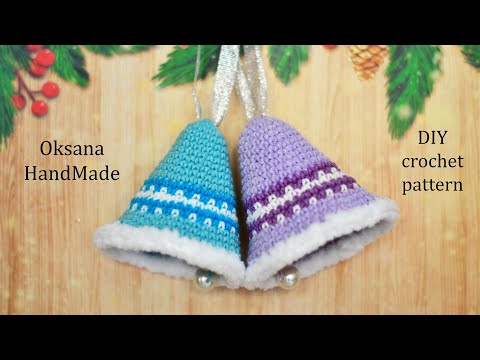Видео: Новогодние колокольчики крючком/ мастер класс и схема