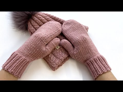 Видео: Варежки лицевой гладью с расчетами #tree_hat_smetana