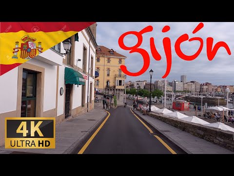 Видео: DRIVING GIJON, Xixón, Княжество Астурия, ИСПАНИЯ I 4K 60fps