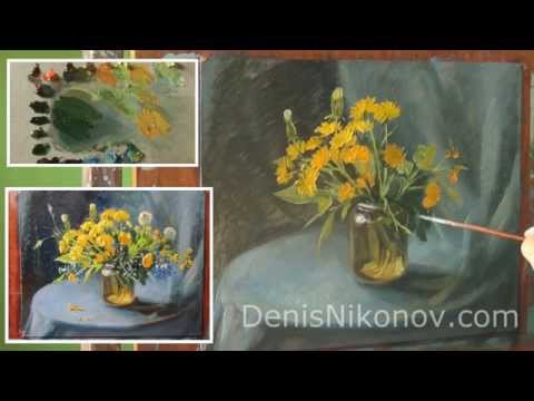 Видео: Видео урок живописи. Полевые цветы. Одуванчики