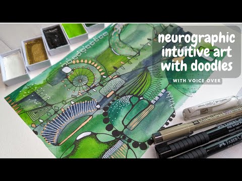 Видео: Интуитивное искусство с нейрографическими линиями и рисунками на акварельном фоне